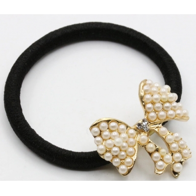 Cute elegant pearl beads hair ties, decorative balls elastic hari bands for girl